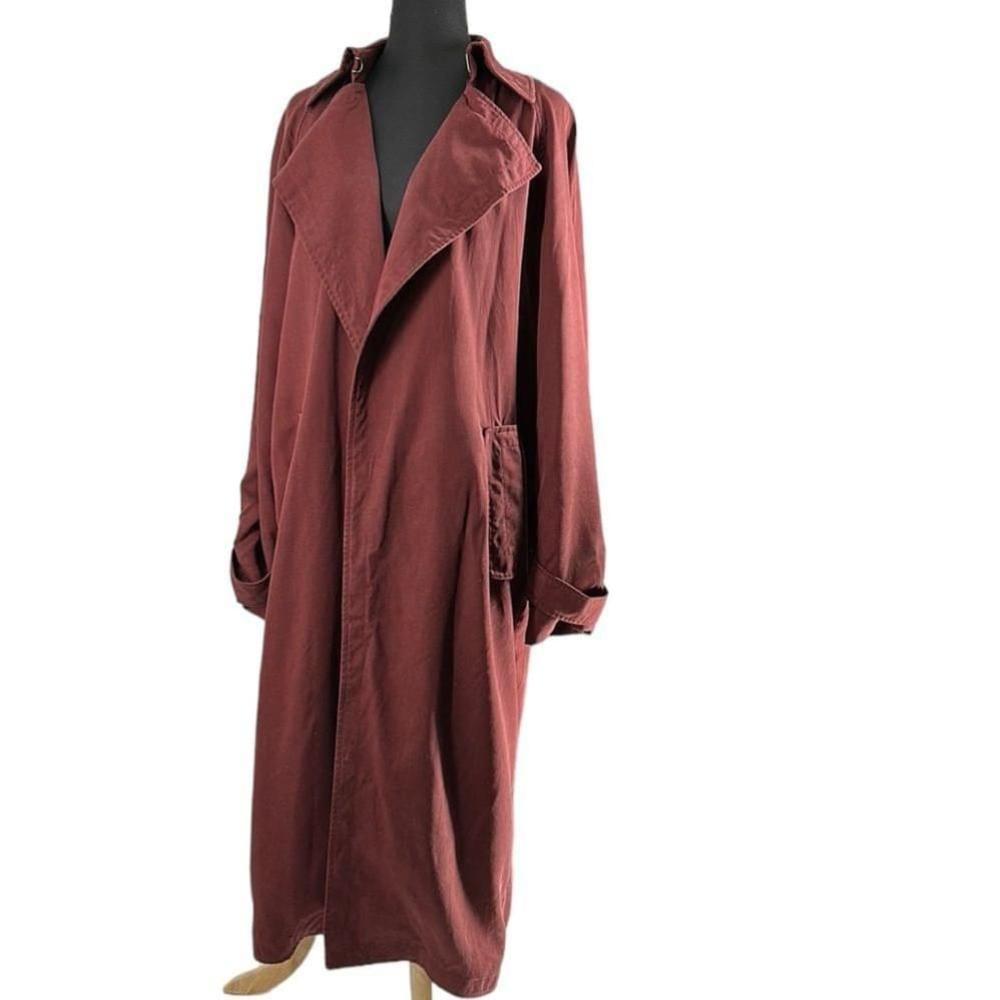 Aritzia Long Trench Coat in Burgundy